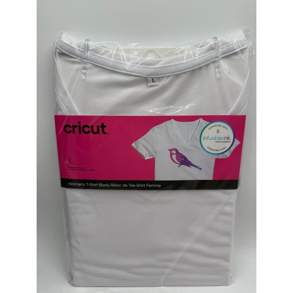 Cricut Women's Infusible Ink-Sublimation V-Neck T-Shirt Blank White Large New